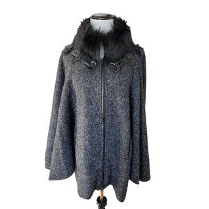 Luxe By Irina Shabayeva Womens Wool Blend Poncho Jacket Size 1X Project Runway